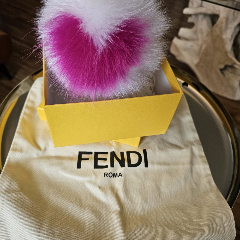 Fendi Pink and White Fur Key Holder
